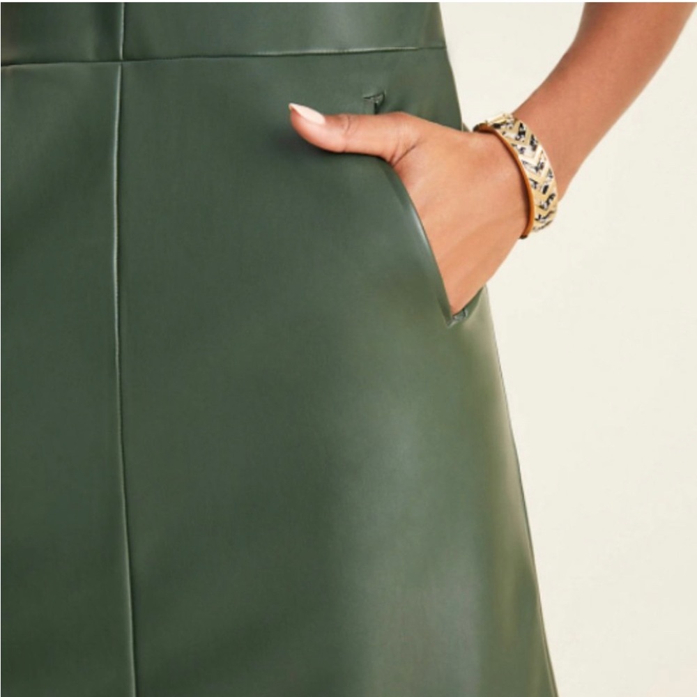 NEW!! Ann Taylor • Green Faux Leather Shift Dress • 2 - Picture 2 of 7